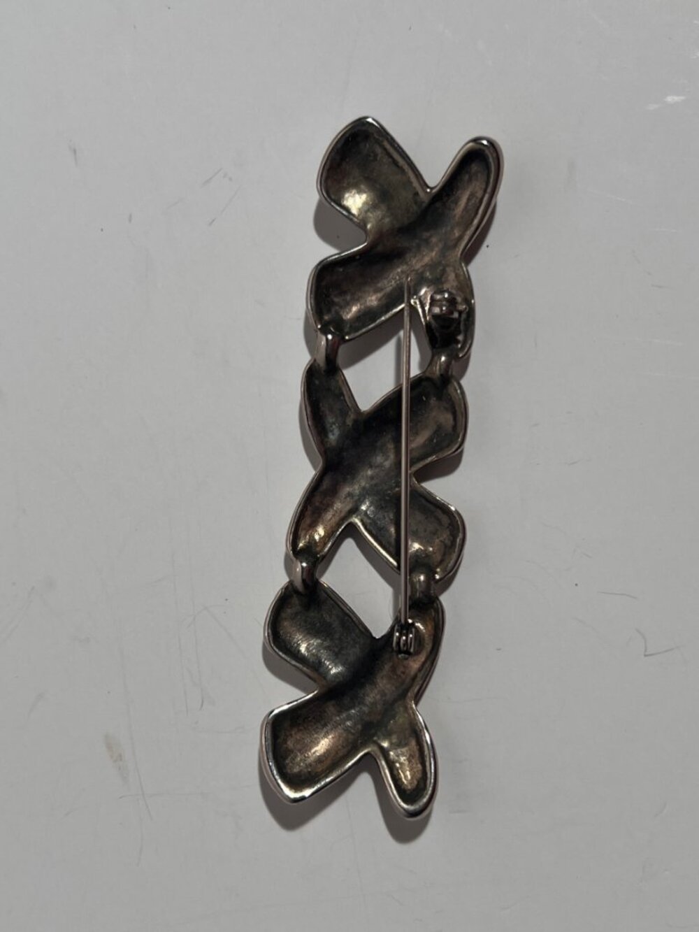 Vintage Silver Tone Interlocking Cross Bar Brooch Pin Abstract X Design - Picture 4 of 6